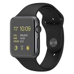 MJ3T2 Apple Watch Sport boîtier de 42mm en aluminium avec Bracelet Sport Noir