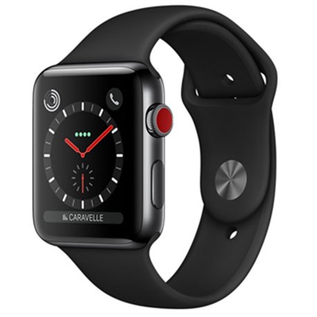 MQLW2 Apple Watch Series 3 boîtier en acier noir sidéral de 38mm avec Bracelet Sport noir Cellular (late 2017)