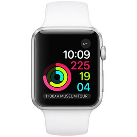 MNNG2 Apple Watch Série 1 (38mm) Boîtier en aluminium argent avec Bracelet Sport blanc (late 2017)