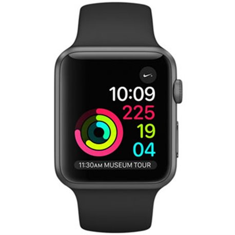 MP022 Apple Watch Série 1 (38mm) Boîtier en aluminium gris sidéral avec Bracelet Sport noir (late 2017)