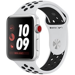 MQM72 Apple Watch Nike+ Série 3 (38mm) Boîtier en aluminium argent avec Bracelet Sport Nike Platine pur/Noir (GPS + Cellular) (l