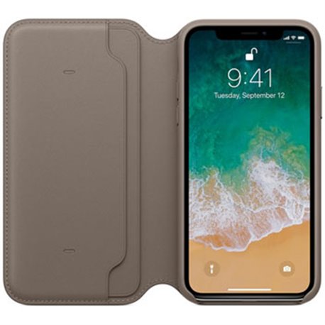 MQRY2 Apple Étui folio en cuir pour iPhone X - Taupe