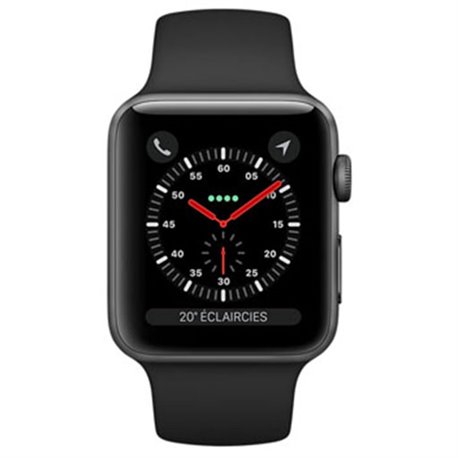 MQKG2 Apple Watch Series 3 boîtier en aluminium gris sidéral de 38mm avec Bracelet Sport noir Cellular (late 2017)