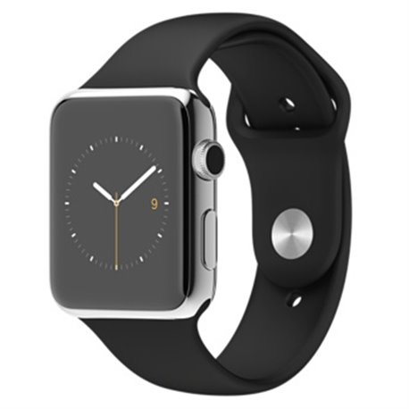 MJ3U2 Apple Watch boîtier de 42mm en acier inoxydable avec Bracelet Sport Noir