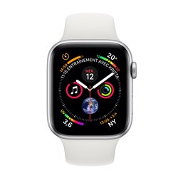 MTVA2 Apple Watch Series 4 GPS + Cellular boîtier en aluminium argent de 40mm avec Bracelet Sport blanc (late 2018)
