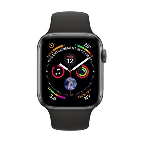 MTVD2 Apple Watch Series 4 GPS + Cellular boîtier en aluminium gris sidéral de 40mm avec Bracelet Sport noir (late 2018)