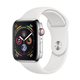 MTX02 Apple Watch Series 4 GPS + Cellular boîtier en acier inoxydable de 44mm avec Bracelet Sport blanc (late 2018)